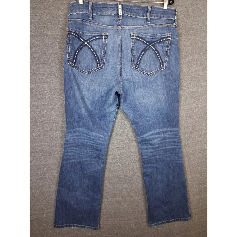 Ariat Womens Jeans 33R Blue Denim Rosa Perfect Boot Cut Thick Stitch Western - Picture 7 of 11